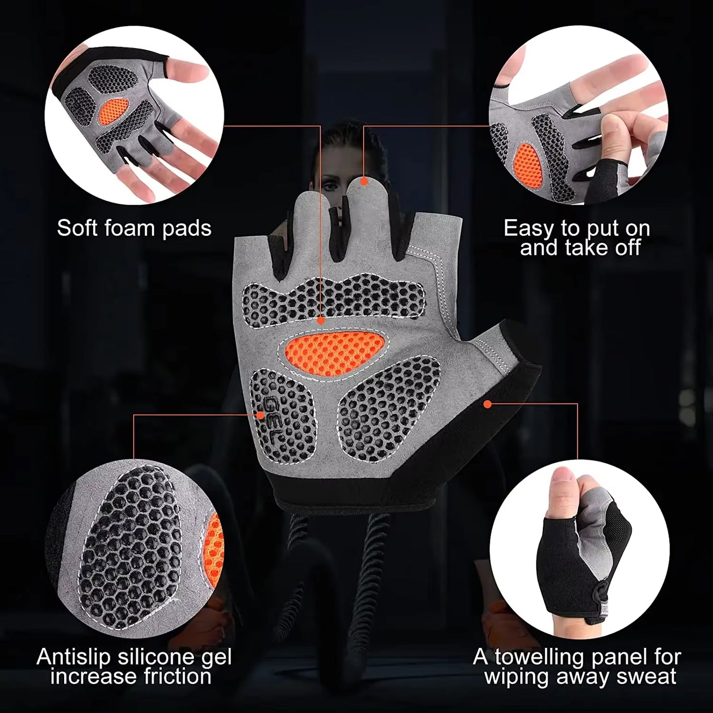 Gym Gloves Women Men Weightlifting Dumbbell Fitness Sport Training Exercise Gloves Non Slip Breathable Fingerless Cycling Gloves